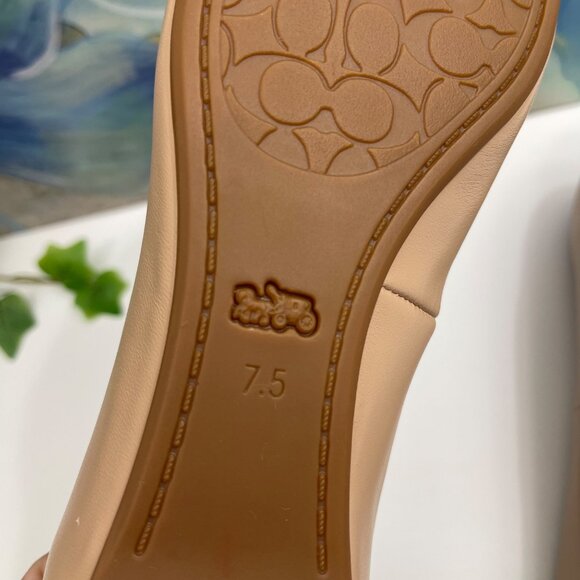 Coach Alina Logo Ballet Flats with Bow Detail in Beige Size 7.5 - Picture 12 of 14